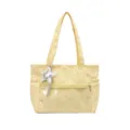 Κίτρινη τσάντα tote από καμβά με ασημί print αστέρων, casual τσάντα ώμου για γυναίκες. - Μονή τσάντα / Κίτρινο