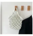 Bolso tote de red de cuero blanco minimalista, bolso de mano hueco ligero casual para mujer. - Blanco