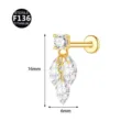 Detailansicht von F136 Titan Piercing Schmuck mit funkelnden Zirkonia Anhängern. - Drei Marquise-Anhänger / Nur Kopf (Ohne Stab) / Gold