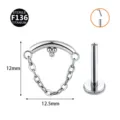 F136 Titan Piercing Kette Ohrstecker Labret Körperschmuck hypoallergenes Design - 0.8x6mm / Drei Kugeln Silberfarben