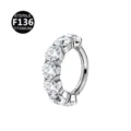 F136 Titanium Zirconia Scharnier Segment Ring Piercing Oor Kraakbeen Sieraden Mooi - 1.2x8mm / Zilverwit