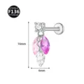 F136 Titan Piercing Labret Ohrring mit mehrfarbigen Zirkonia Anhängern für Damen - Drei Marquise-Anhänger / Nur Kopf (Ohne Stab) / Silberpulver-Verlauf