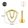 F136 Titan Kette Piercing Helix Ohrstecker Labret Körperschmuck 12x12.5mm Top Qualität - 0.8x6mm / Doppelkette Gold