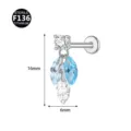 F136 Titan Zirkonia Labret Piercing Markise Farbverlauf Ohrstecker Knorpel Ohrring - Drei Marquise-Anhänger / Nur Kopf (Ohne Stab) / Silberfarbenes Seeblau Farbverlauf