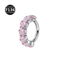 F136 titaan roze zirkonia scharnier segment ring piercing lichaam sieraden nieuw. - 1.2x8mm / Zilver Roze