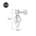 F136 Titan Labret Piercing Stecker mit Zirkonia Tropfen Anhänger 16x6mm Ohrschmuck - Drei Marquise-Anhänger / Nur Kopf (Ohne Stab) / Silber