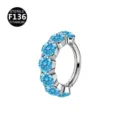 F136 Titaan Huggie Hoop Piercing Oorbel met sprankelende blauwe zirkonia stenen sieraden - 1.2x8mm / Zilver Zeeblauw