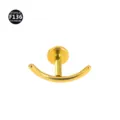 F136 Titanium Labret Stud Curved Smile Charm Body Piercing Jewelry Gold Finish 1pc - Bar 1.2*6mm Thread M0.9 / Gold Smiley Face