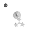 F136 titanium triple star labret stud body piercing jewelry for women men stylish safe - Three Stars Linked Style / Bar 1.2*6mm Thread M0.9 / Silver