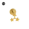 F136 Titanium Gold Triple Star Labret Stud Earring Body Piercing Jewelry New Item - Three Stars Linked Style / Bar 1.2*6mm Thread M0.9 / Gold