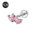 F136 Titanium Marquise Pink Opal Zirconia Labret Stud Cartilage Body Piercing Detail - Silver-White + OP22