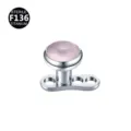 Titanium dermal anchor top with pink stone piercing body jewelry standard size item. - 1.6x2.5x4mm / Thread M1.2 / Pink
