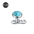 Titanium dermal anchor piercing top 4mm turquoise stone body jewelry replacement - 1.6x2.5x4mm / Thread M1.2 / Turquoise