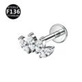 F136 titanium marquise cubic zirconia labret stud piercing body jewelry silver variant - 1.2x6mm Bar / Silver White