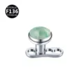 Titanium dermal anchor top with green stone 4mm body piercing jewelry replacement part sterile. - 1.6x2.5x4mm / Thread M1.2 / Aventurine Jade