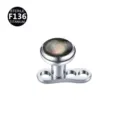 F136 titanium dermal anchor top replacement 4mm skin diver body piercing jewelry piece - 1.6x2.5x4mm / Thread M1.2 / Black Seashell
