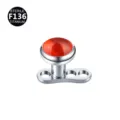 Titanium Dermal Anchor Piercing Top 4mm Red Stone Body Modification Jewelry Piece - 1.6x2.5x4mm / Thread M1.2 / Red