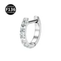 F136 titanium scharnierende segment ring piercing oorbellen met prinses geslepen - Platte vierkante strass zilver