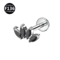 F136 Titanium Marquise CZ Labret Stud Piercing Body Jewelry Tragus Cartilage Earring - Silver-Black