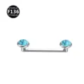 Titanium surface barbell piercing jewelry featuring turquoise gemstone ends, 1.6mm bar size. - Turquoise