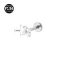 F136 Titaniou Skoulariki Labret me Zirkonio, 3.3mm Kosmima gia Piercing Somatos Gynaikes. - Στυλ 1 Ασημί Λευκό (2532) / 1.2x6mm Σπείρωμα M0.9
