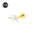 Piercing labret από τιτάνιο υψηλής ποιότητας με λαμπερό λουλουδάτο σχέδιο ζιρκόν 3,3 mm. - Στυλ 1 Χρυσό Λευκό (2532) / 1.2x6mm Σπείρωμα M0.9