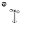 Titanium driekogel labret knop piercing detail, lichaamsjuweel van implantraatkwaliteit. - 1.2x6mm Draad M0.9 / Stijl 1 Zilver