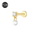 Titanium F136 Zircon Labret Stud Piercing Jewelry Gold Dangle Earring Body Piercing - Head Only (Without Post) / Gold Round Pendant