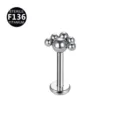 Titanium cluster labret piercing stekker, steriele F136 lichaamssieraad detail. - 1.2x6mm Draad M0.9 / Stijl 2 Zilver
