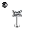Prachtig titanium F136 cluster labret kraakbeen oor piercing sieraad gedetailleerd - Stijl 5 Zilver