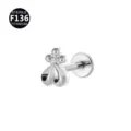 Titanium lip piercing oorkraakbeen sieraden met steriel ontwerpt voor dagelijks gebruik. - Stijl 1 / Alleen kopstuk (zonder staafje) / Zilver