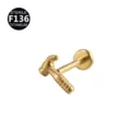 F136 Titan Hammer Labret Stecker Piercing Schmuck goldfarben fuer Ohr Tragus Helix - Hammer-Stil (Stil 1) / 1.2x6mm / Gold