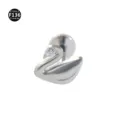 F136 titanium swan labret piercing stud with clear zirconia stone, body jewelry item. - Bar 1.2*6mm Thread M0.9 / Chubby Swan Silver
