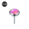 F136 Titanium Labret Stud Piercing Top with Pink Opal Stone Flat Back Cartilage Earring Body - 3mm / OP22 Pink