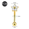 F136 titanium curved barbell piercing with mini daisy flower top, cartilage and eyebrow jewelry. - Flower (Ball End) / 1.2*8mm+3mm / Gold
