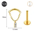 F136 Titan Labret Stecker Kette Anhänger Piercing Schmuck Helix Ohrring in Gold - Rechteck-Anhänger-Stil / 0.8x6mm / Gold