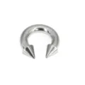Titanium curved barbell piercing with sharp cone ends, ideal for body piercing detail. - 2x14x6x6mm / Silver