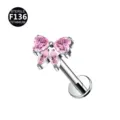 Splendido F136 Titanio Rosa Zircone Fiocco Labret Piercing Cartilagine Orecchino Gioiello - Stile Fiocco / Solo testa (senza barra) / Rosa