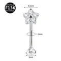 Titanium curved barbell eyebrow ring with 5-stone flower cluster top and clear cz stone. - Flower (Rhinestone End) / 1.2*8mm+3mm / Silver