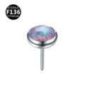 Titanium opal labret piercing stud replacement top featuring secure flat back design. - 3mm / OP38 Multicolor