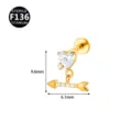 Εξαιρετικό σκουλαρίκι labret από τιτάνιο F136 σε σχήμα καρδιάς με αστραφτερά ζιρκόν. - Στυλ 6 / 1.2x6mm (Εσωτερικό Σπείρωμα M0.9) / Χρυσό