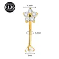 F136 Titanium Flower Curved Barbell Piercing Body Jewelry Clear Zirconia 4.5mm Cartilage - Flower (Rhinestone End) / 1.2*8mm+3mm / Gold