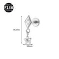 Titanium F136 labret piercing me rhomvo kai lampero anthiko kremasto diakosmiko. - Στυλ 7 / 1.2x6mm Σπείρωμα M0.9 / Ασημί