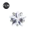 F136 Titan Stern Zirkon Piercing Oberteil Körperschmuck Zubehör Variante Artikel Design - Nur Kopf (Ohne Stecker) / 0.9x3mm Gewinde M0.9 / Weißer Stern
