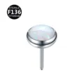 ASTM F136 Titanium White Opal Labret Stud Flat Back Cartilage Piercing Jewelry Top - 4mm / Silver OP17