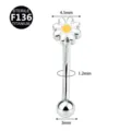Piercing Barbell Margherita in Titanio F136 per Orecchio Sopracciglio Bianco Giallo - Margherita (Estremità a Sfera) / 1.2*8mm+3mm / Argento