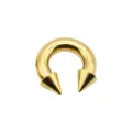 Gold titanium horseshoe piercing ring with sharp cone ends for body piercing body jewelry. - 4x12x8x8mm / Gold