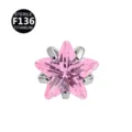 Rosa Stern Titan Piercing Schmuck, hochwertiger medizinischer Ohrstecker für Lippe. - Nur Kopf (Ohne Stecker) / 0.9x3mm Gewinde M0.9 / Rosa Stern
