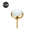 F136 Titanio Oro Color Ópalo Labret Pincho Piercing Parte Superior Engaste Cartílago Pendiente - Oro Opale Blanco