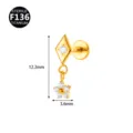 Titanio piercing F136 me lamperi korifi romvou kai kremasto antho pente petaloon. - Στυλ 7 / 1.2x6mm Σπείρωμα M0.9 / Χρυσό